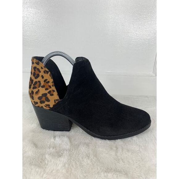 Boutique By Corky's Kippi Womens Black & Leopard Print Ankle Booties Size 9 - Picture 6 of 9